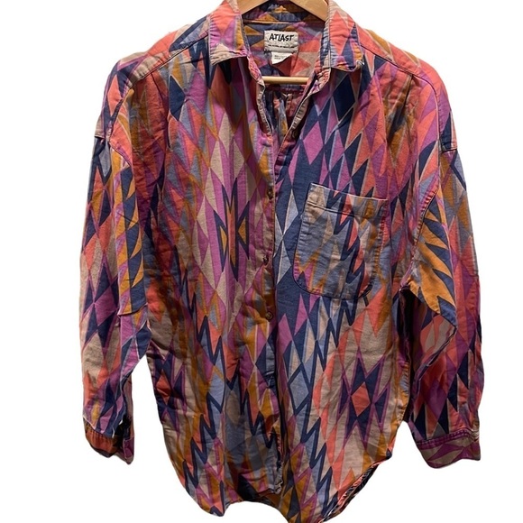 Vintage 90’s Button Down Shirt Aztec Print - Picture 5 of 13
